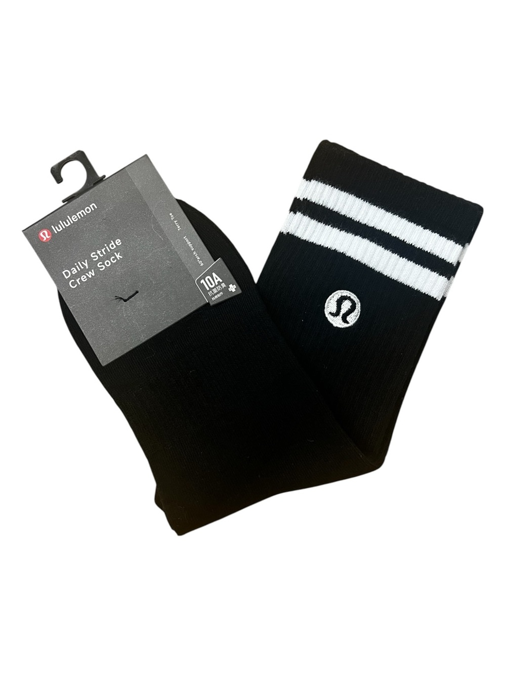 Lululemon Unisex Daily Stride Ribbed Crew Sock L Black Athleisure Casual